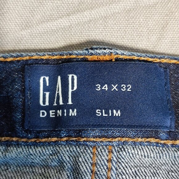 GAP Denim jeans slim fit men's size 34 X 32 ink blue classic style - Picture 5 of 14
